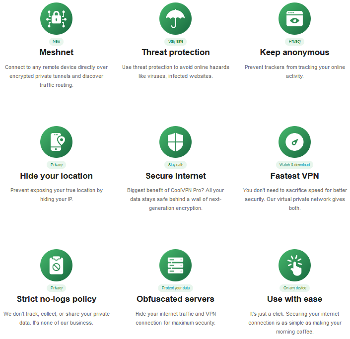 CoolVPN Pro vs. FastestVPN PRO: CoolVPN Pro Features